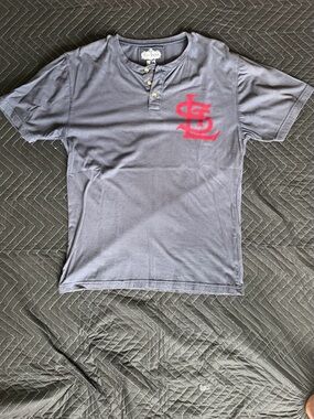 Red Jacket Navy Short-Sleeve Henley with Red StL logo